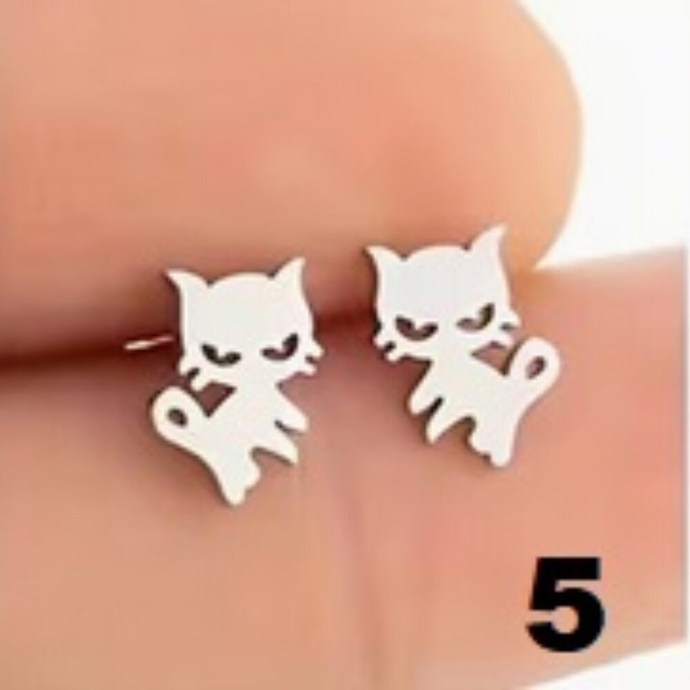 Purr-fectly Cute - Choice - Stainless Steel Post Earrings - Picture 6 of 9